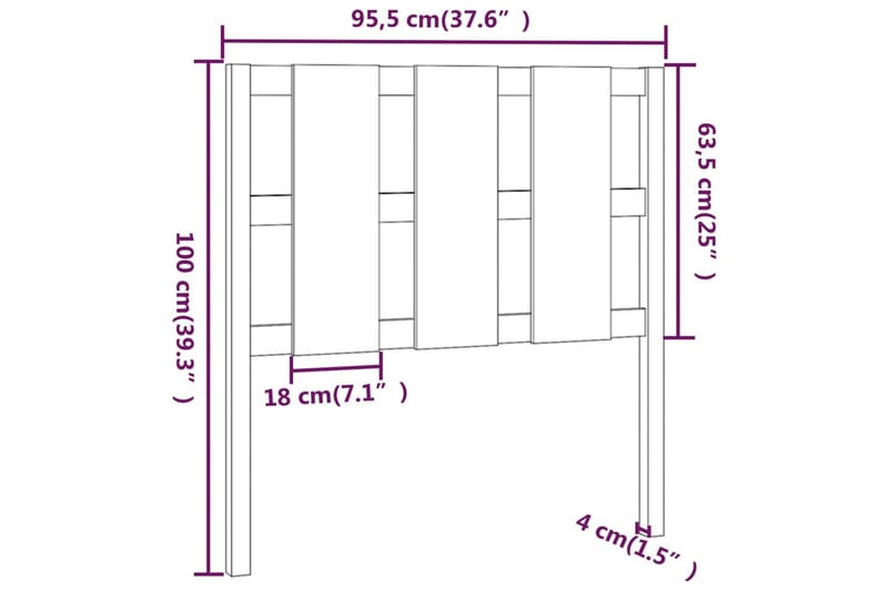 beBasic Sengegavl honningbrun 95,5x4x100 cm heltre furu - Brun - Møbler - Senger - Sengetilbehør & sengegavl - Sengegavl