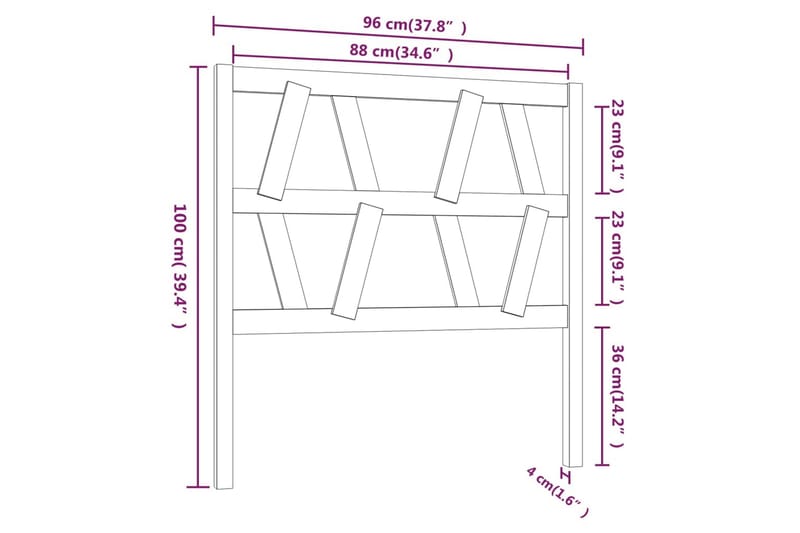 beBasic Sengegavl honningbrun 96x4x100 cm heltre furu - Brun - Møbler - Senger - Sengetilbehør & sengegavl - Sengegavl