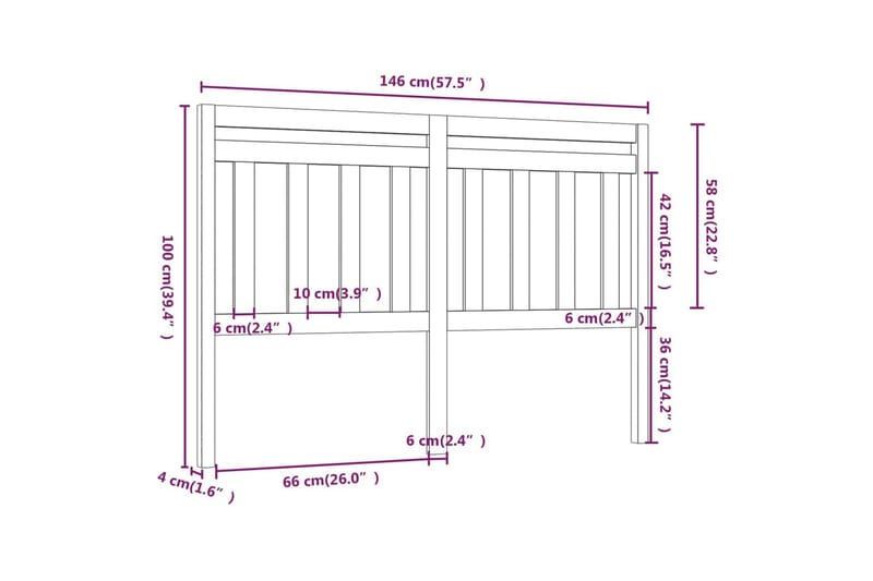 beBasic Sengegavl hvit 146x4x100 cm heltre furu - Hvit - Møbler - Senger - Sengetilbehør & sengegavl - Sengegavl