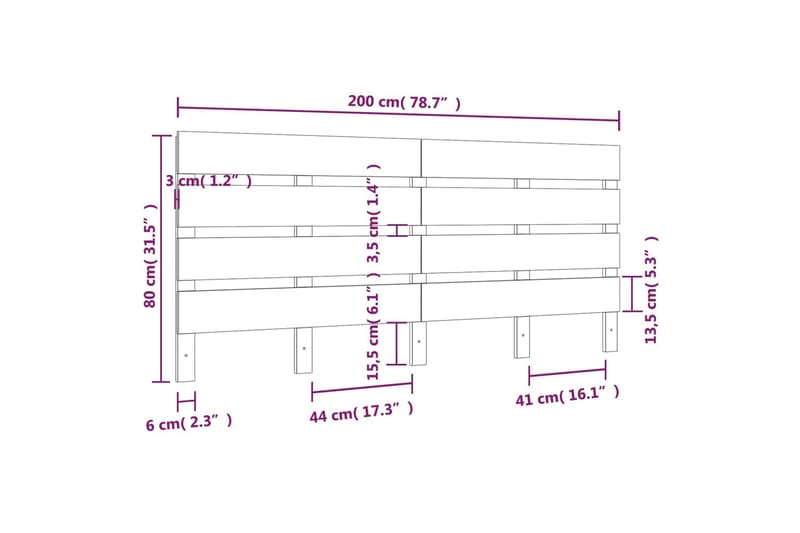 beBasic Sengegavl hvit 200x3x80 cm heltre furu - Hvit - Møbler - Senger - Sengetilbehør & sengegavl - Sengegavl