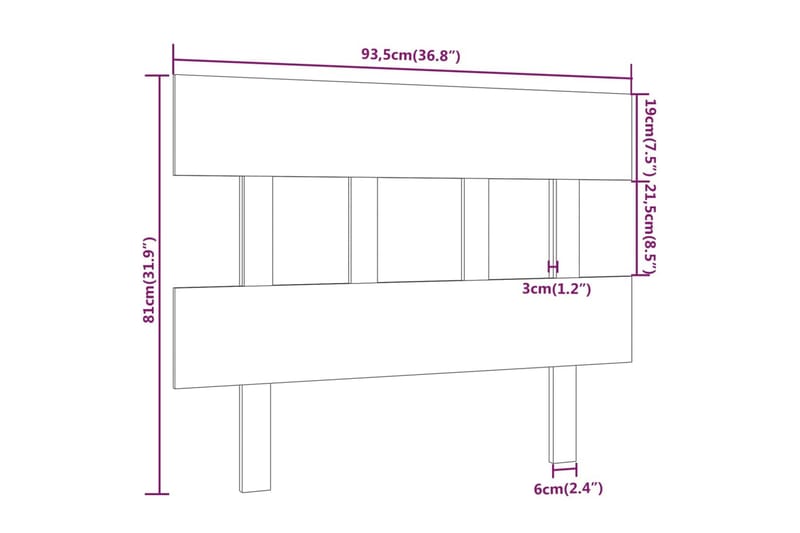 beBasic Sengegavl hvit 93,5x3x81 cm heltre furu - Hvit - Møbler - Senger - Sengetilbehør & sengegavl - Sengegavl