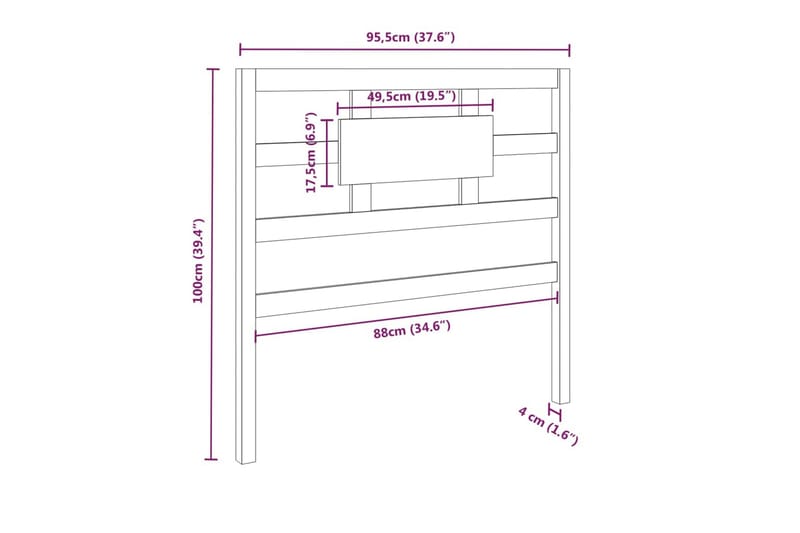 beBasic Sengegavl hvit 95,5x4x100 cm heltre furu - Hvit - Møbler - Senger - Sengetilbehør & sengegavl - Sengegavl