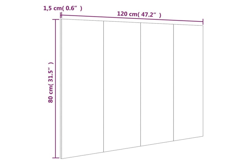 beBasic Sengegavl sonoma eik 120x1,5x80 cm konstruert tre - Brun - Møbler - Senger - Sengetilbehør & sengegavl - Sengegavl