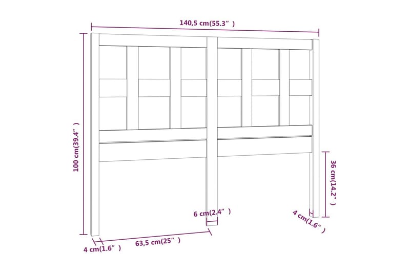 Sengegavl 140,5x4x100 cm heltre furu - Brun - Møbler - Senger - Sengetilbehør & sengegavl - Sengegavl