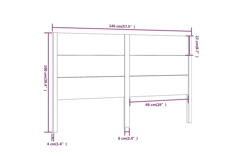 Sengegavl 146x4x100 cm heltre furu - Brun - Møbler - Senger - Sengetilbehør & sengegavl - Sengegavl