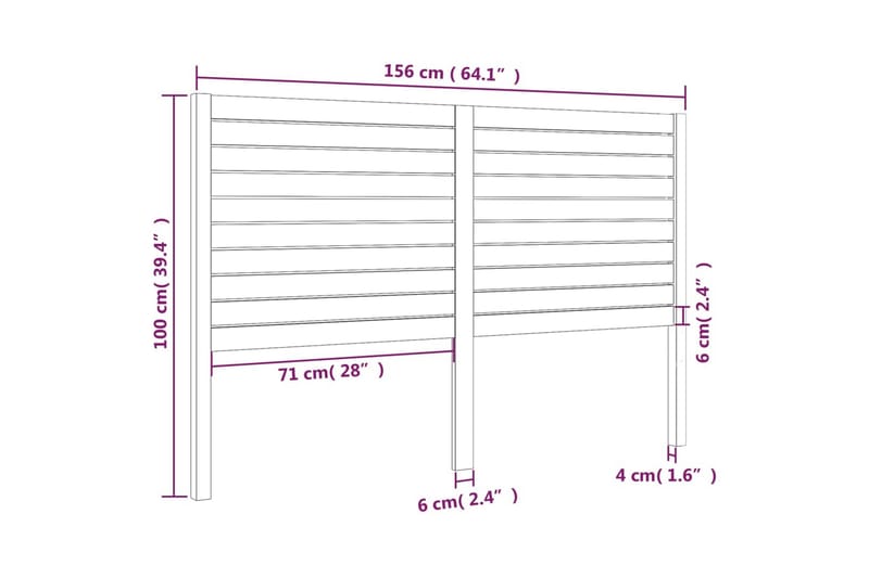 Sengegavl 156x4x100 cm heltre furu - Brun - Møbler - Senger - Sengetilbehør & sengegavl - Sengegavl