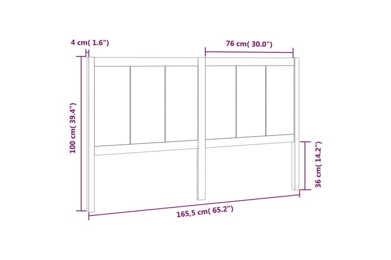 Sengegavl 165,5x4x100 cm heltre furu - Brun - Møbler - Senger - Sengetilbehør & sengegavl - Sengegavl