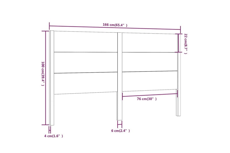 Sengegavl 166x4x100 cm heltre furu - Brun - Møbler - Senger - Sengetilbehør & sengegavl - Sengegavl