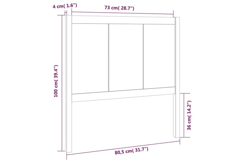 Sengegavl 80,5x4x100 cm heltre furu - Brun - Møbler - Senger - Sengetilbehør & sengegavl - Sengegavl