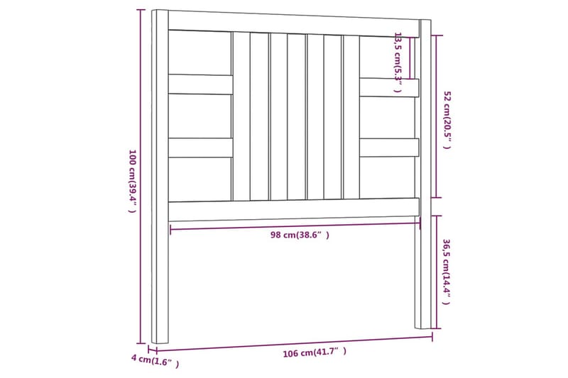 Sengegavl hvit 106x4x100 cm heltre furu - Hvit - Møbler - Senger - Sengetilbehør & sengegavl - Sengegavl