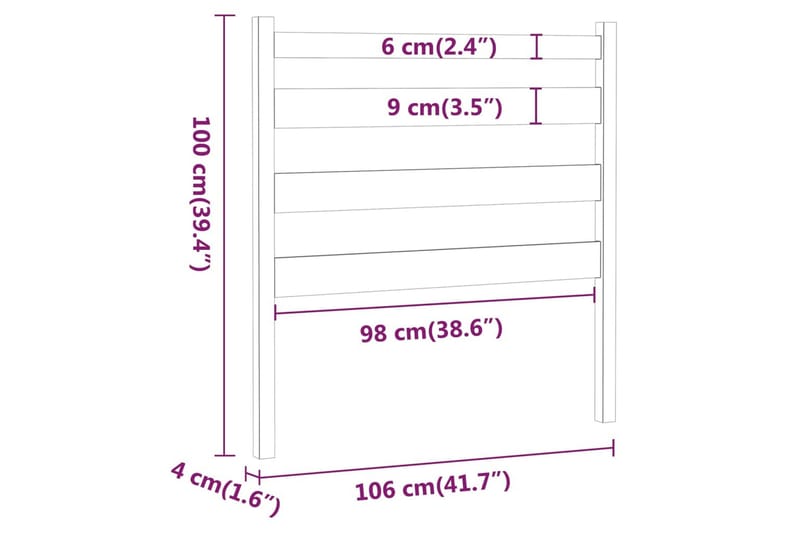 Sengegavl hvit 106x4x100 cm heltre furu - Hvit - Møbler - Senger - Sengetilbehør & sengegavl - Sengegavl