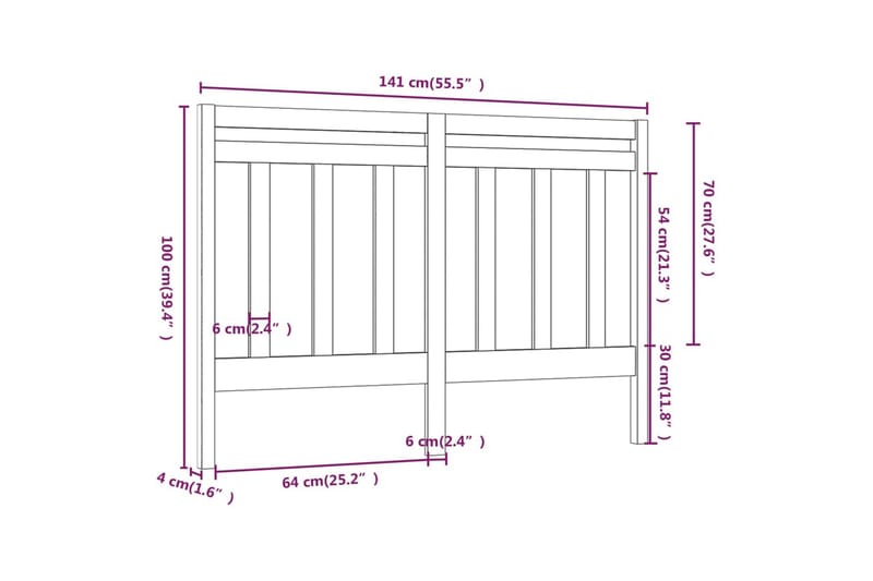 Sengegavl hvit 141x4x100 cm heltre furu - Hvit - Møbler - Senger - Sengetilbehør & sengegavl - Sengegavl