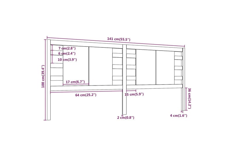 Sengegavl hvit 141x4x100 cm heltre furu - Hvit - Møbler - Senger - Sengetilbehør & sengegavl - Sengegavl