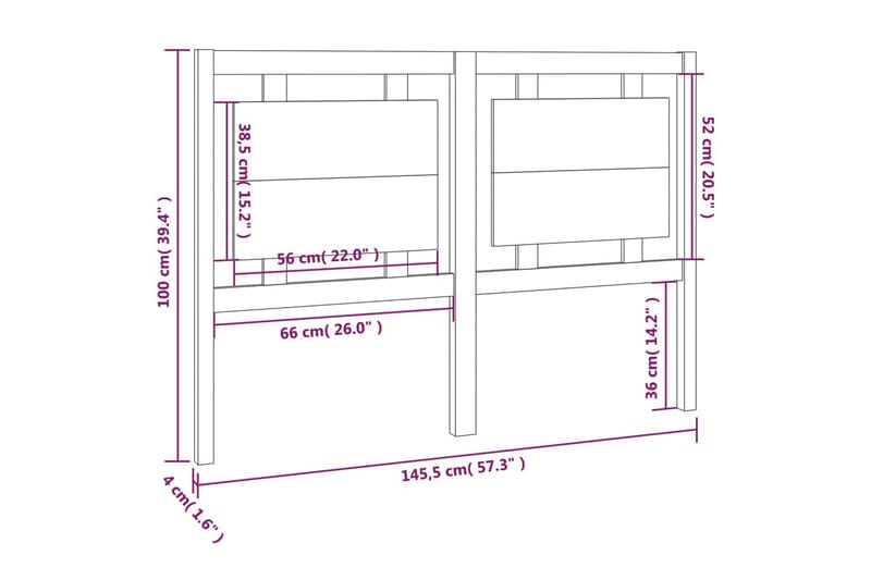 Sengegavl hvit 145,5x4x100 cm heltre furu - Hvit - Møbler - Senger - Sengetilbehør & sengegavl - Sengegavl