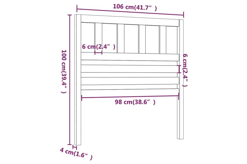 Sengegavl 106x4x100 cm heltre furu - Brun - Møbler - Senger - Sengetilbehør & sengegavl - Sengegavl