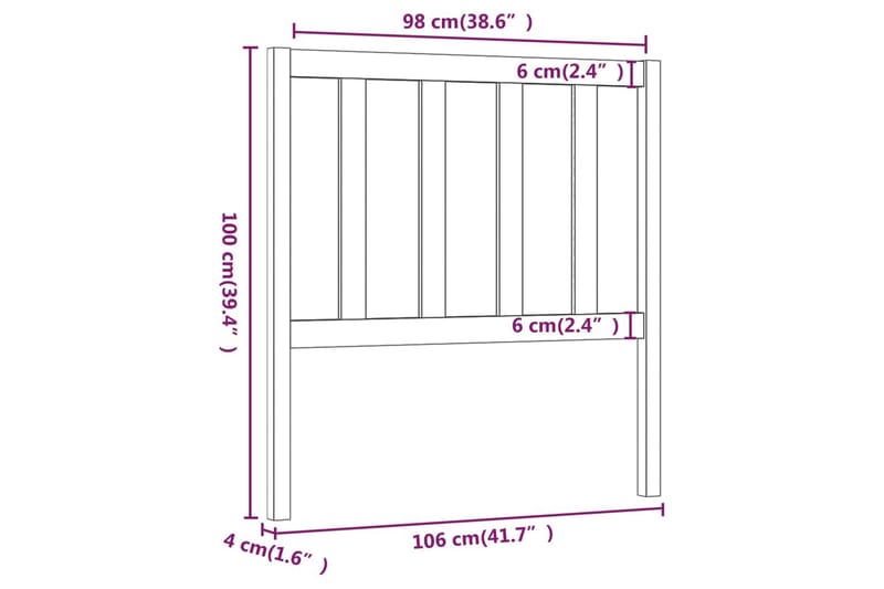 Sengegavl 106x4x100 cm heltre furu - Brun - Møbler - Senger - Sengetilbehør & sengegavl - Sengegavl