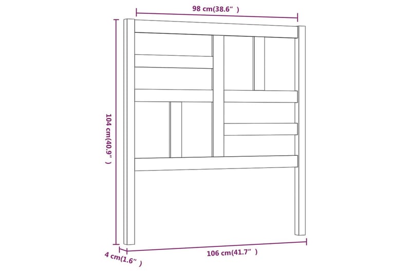 Sengegavl 106x4x104 cm heltre furu - Brun - Møbler - Senger - Sengetilbehør & sengegavl - Sengegavl