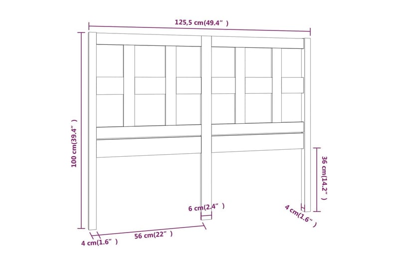 Sengegavl 125,5x4x100 cm heltre furu - Brun - Møbler - Senger - Sengetilbehør & sengegavl - Sengegavl