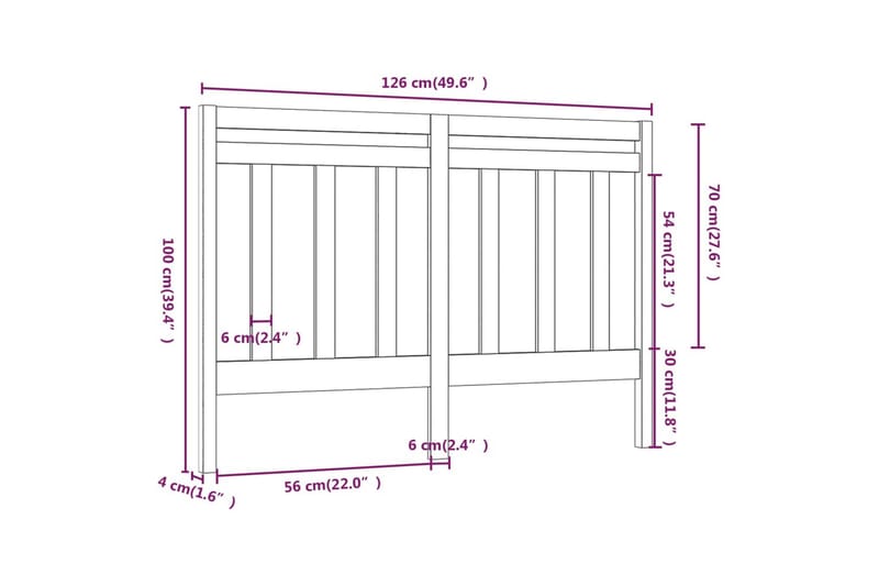 Sengegavl 126x4x100 cm heltre furu - Brun - Møbler - Senger - Sengetilbehør & sengegavl - Sengegavl