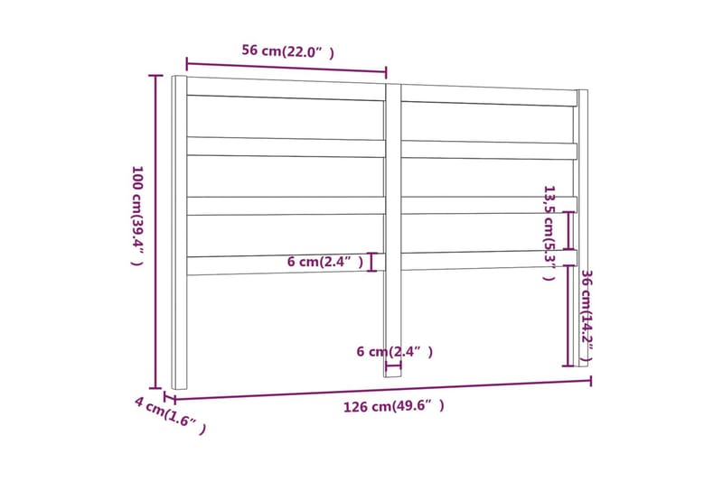 Sengegavl 126x4x100 cm heltre furu - Brun - Møbler - Senger - Sengetilbehør & sengegavl - Sengegavl