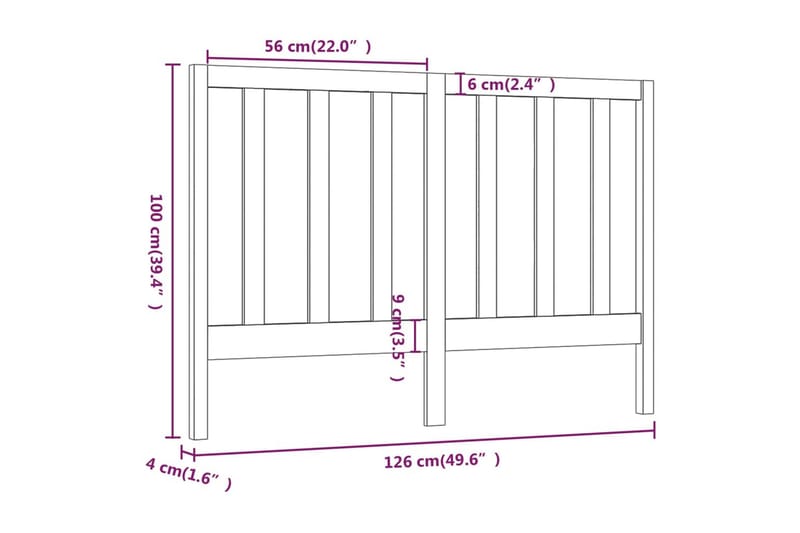 Sengegavl 126x4x100 cm heltre furu - Brun - Møbler - Senger - Sengetilbehør & sengegavl - Sengegavl