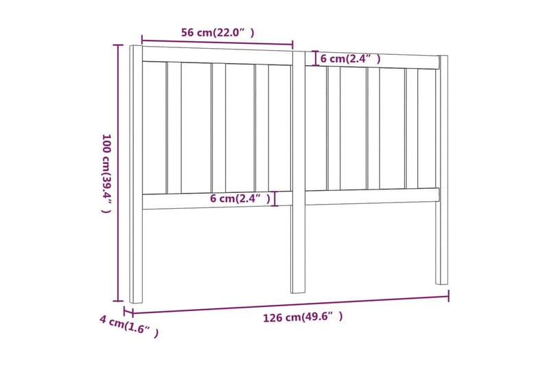 Sengegavl 126x4x100 cm heltre furu - Brun - Møbler - Senger - Sengetilbehør & sengegavl - Sengegavl