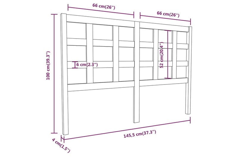 Sengegavl 145,5x4x100 cm heltre furu - Brun - Møbler - Senger - Sengetilbehør & sengegavl - Sengegavl