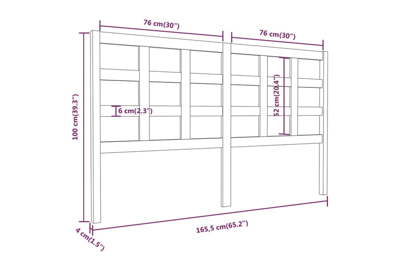 Sengegavl 165,5x4x100 cm heltre furu - Brun - Møbler - Senger - Sengetilbehør & sengegavl - Sengegavl