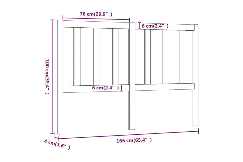 Sengegavl 166x4x100 cm heltre furu - Brun - Møbler - Senger - Sengetilbehør & sengegavl - Sengegavl