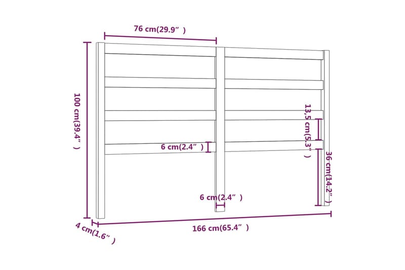 Sengegavl 166x4x100 cm heltre furu - Brun - Møbler - Senger - Sengetilbehør & sengegavl - Sengegavl