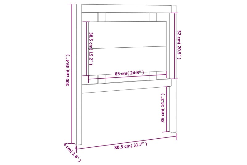 Sengegavl 80,5x4x100 cm heltre furu - Brun - Møbler - Senger - Sengetilbehør & sengegavl - Sengegavl