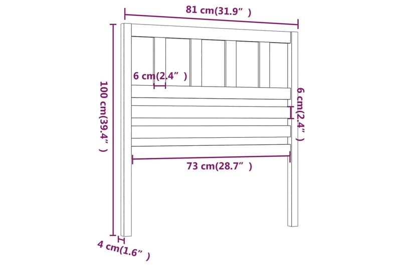 Sengegavl 81x4x100 cm heltre furu - Brun - Møbler - Senger - Sengetilbehør & sengegavl - Sengegavl