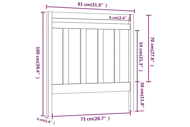 Sengegavl 81x4x100 cm heltre furu - Brun - Møbler - Senger - Sengetilbehør & sengegavl - Sengegavl