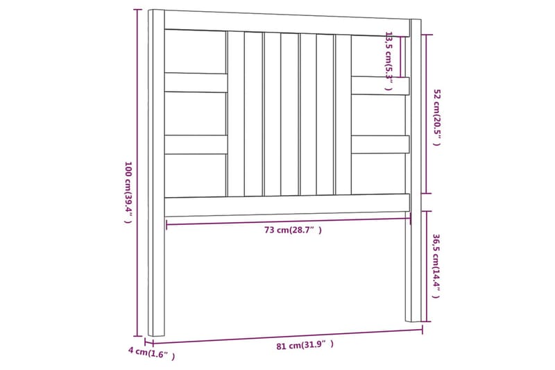 Sengegavl 81x4x100 cm heltre furu - Brun - Møbler - Senger - Sengetilbehør & sengegavl - Sengegavl