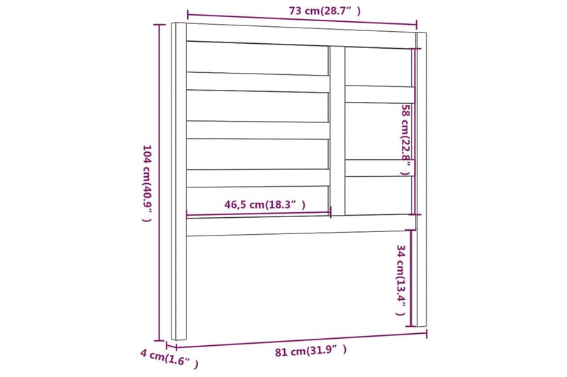 Sengegavl 81x4x104 cm heltre furu - Brun - Møbler - Senger - Sengetilbehør & sengegavl - Sengegavl