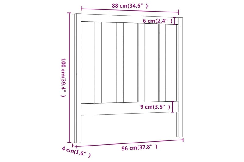 Sengegavl 96x4x100 cm heltre furu - Brun - Møbler - Senger - Sengetilbehør & sengegavl - Sengegavl