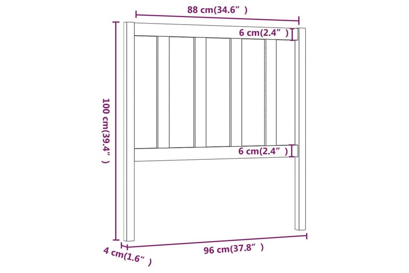 Sengegavl 96x4x100 cm heltre furu - Brun - Møbler - Senger - Sengetilbehør & sengegavl - Sengegavl