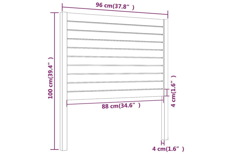 Sengegavl 96x4x100 cm heltre furu - Brun - Møbler - Senger - Sengetilbehør & sengegavl - Sengegavl