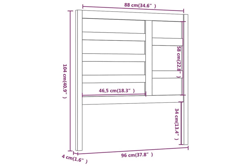 Sengegavl 96x4x104 cm heltre furu - Brun - Møbler - Senger - Sengetilbehør & sengegavl - Sengegavl