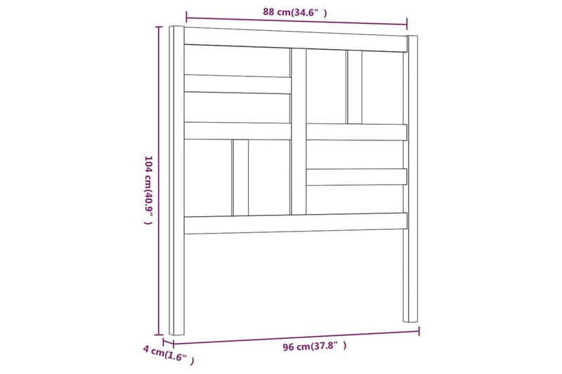 Sengegavl 96x4x104 cm heltre furu - Brun - Møbler - Senger - Sengetilbehør & sengegavl - Sengegavl