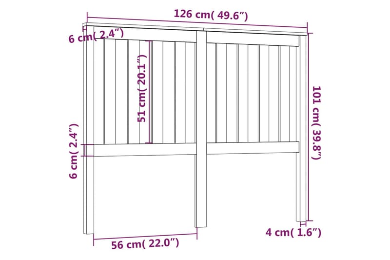 Sengegavl grå 126x6x101 cm heltre furu - Grå - Møbler - Senger - Sengetilbehør & sengegavl - Sengegavl