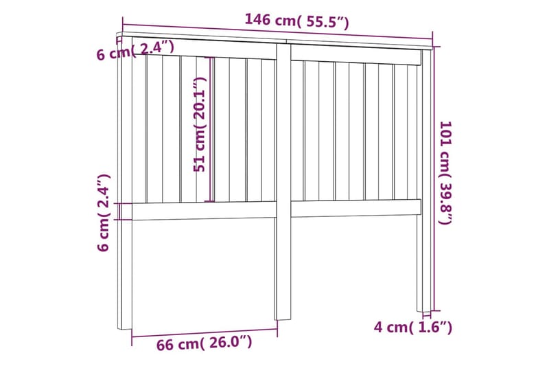 Sengegavl grå 146x6x101 cm heltre furu - Grå - Møbler - Senger - Sengetilbehør & sengegavl - Sengegavl