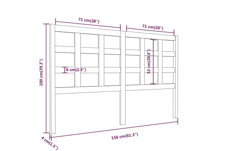 Sengegavl grå 156x4x100 cm heltre furu - Grå - Møbler - Senger - Sengetilbehør & sengegavl - Sengegavl