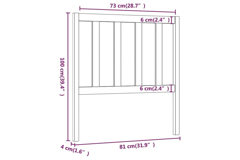 Sengegavl grå 81x4x100 cm heltre furu - Grå - Møbler - Senger - Sengetilbehør & sengegavl - Sengegavl