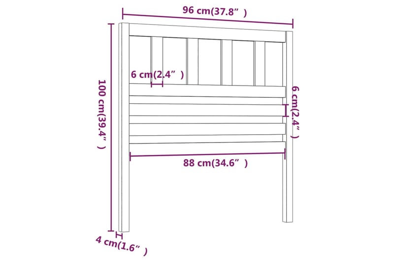 Sengegavl grå 96x4x100 cm heltre furu - Grå - Møbler - Senger - Sengetilbehør & sengegavl - Sengegavl