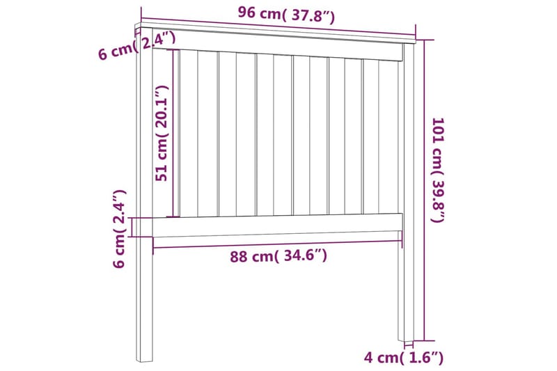 Sengegavl grå 96x6x101 cm heltre furu - Grå - Møbler - Senger - Sengetilbehør & sengegavl - Sengegavl