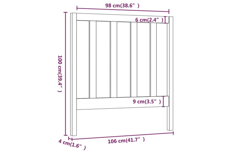 Sengegavl honningbrun 106x4x100 cm heltre furu - Brun - Møbler - Senger - Sengetilbehør & sengegavl - Sengegavl