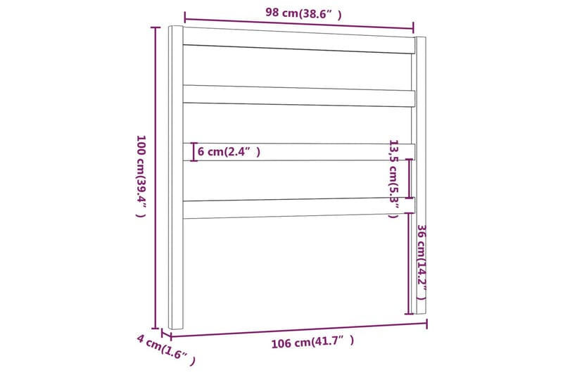 Sengegavl honningbrun 106x4x100 cm heltre furu - Brun - Møbler - Senger - Sengetilbehør & sengegavl - Sengegavl