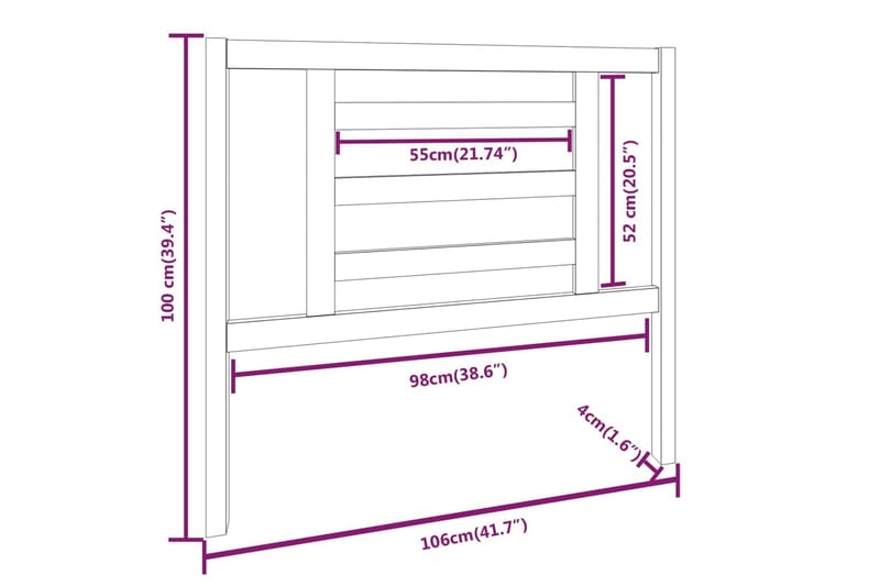 Sengegavl honningbrun 106x4x100 cm heltre furu - Brun - Møbler - Senger - Sengetilbehør & sengegavl - Sengegavl