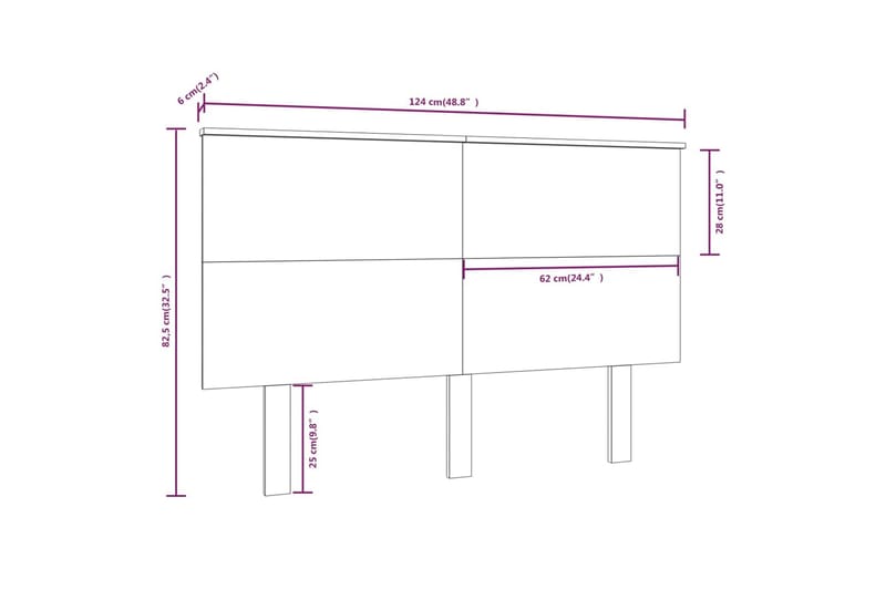 Sengegavl honningbrun 124x6x82,5 cm heltre furu - Brun - Møbler - Senger - Sengetilbehør & sengegavl - Sengegavl